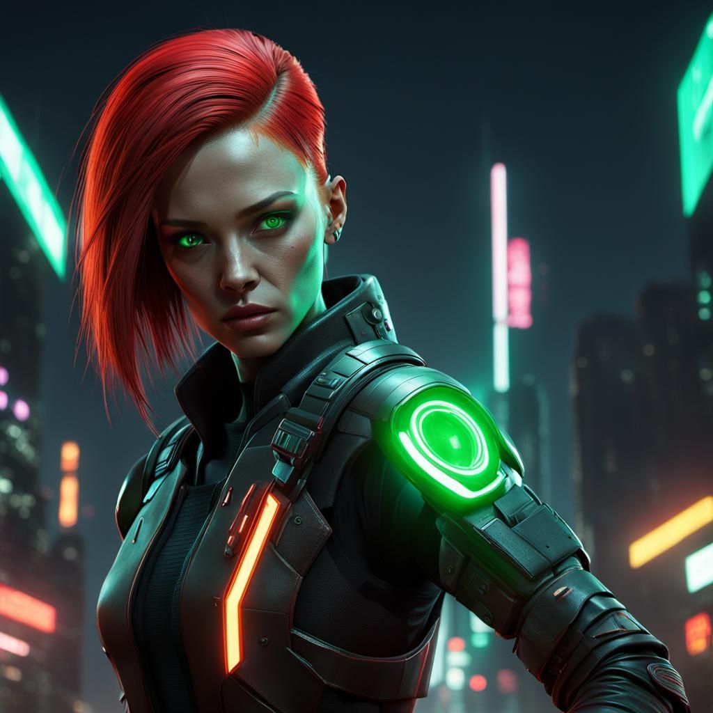 Cyberpunk Alien Girl in 8k 3D Rendering
