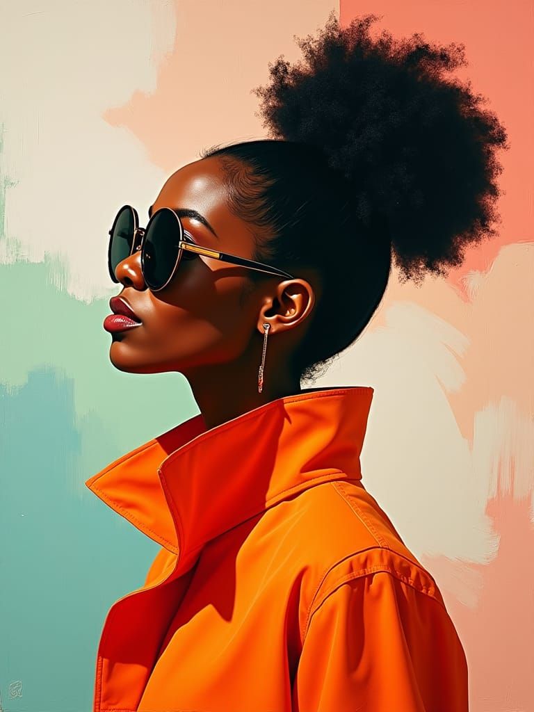 Abstract Portrait of a Stylish African American Woman
