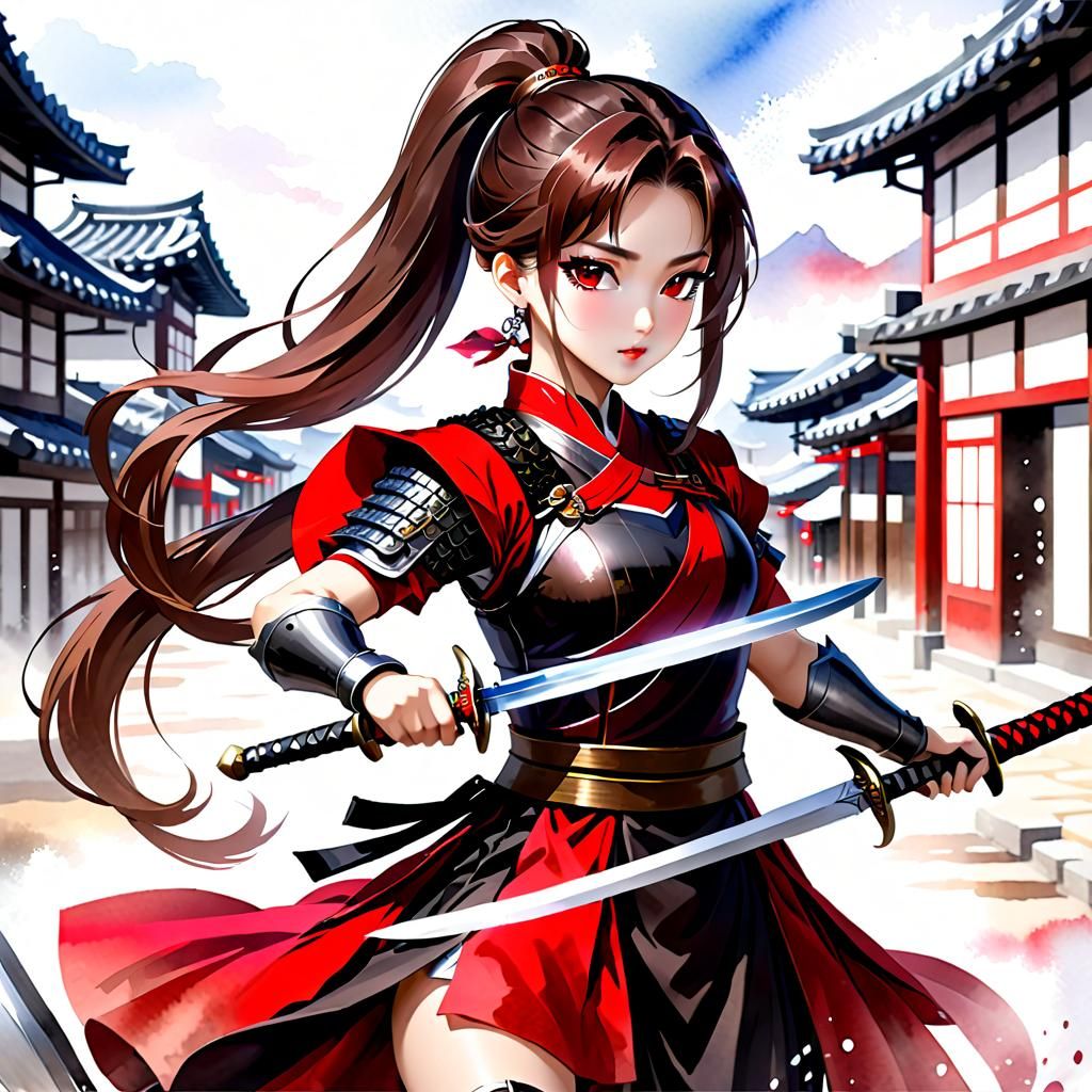 Korean Wonhwa Warrior in Watercolor Style