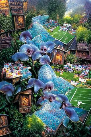 Blue Orchid Backyard in Hyperdetailed Fantasy Style