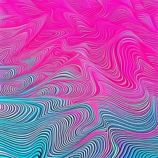 Abstract Blue and Pink Wavy Fractal Pattern