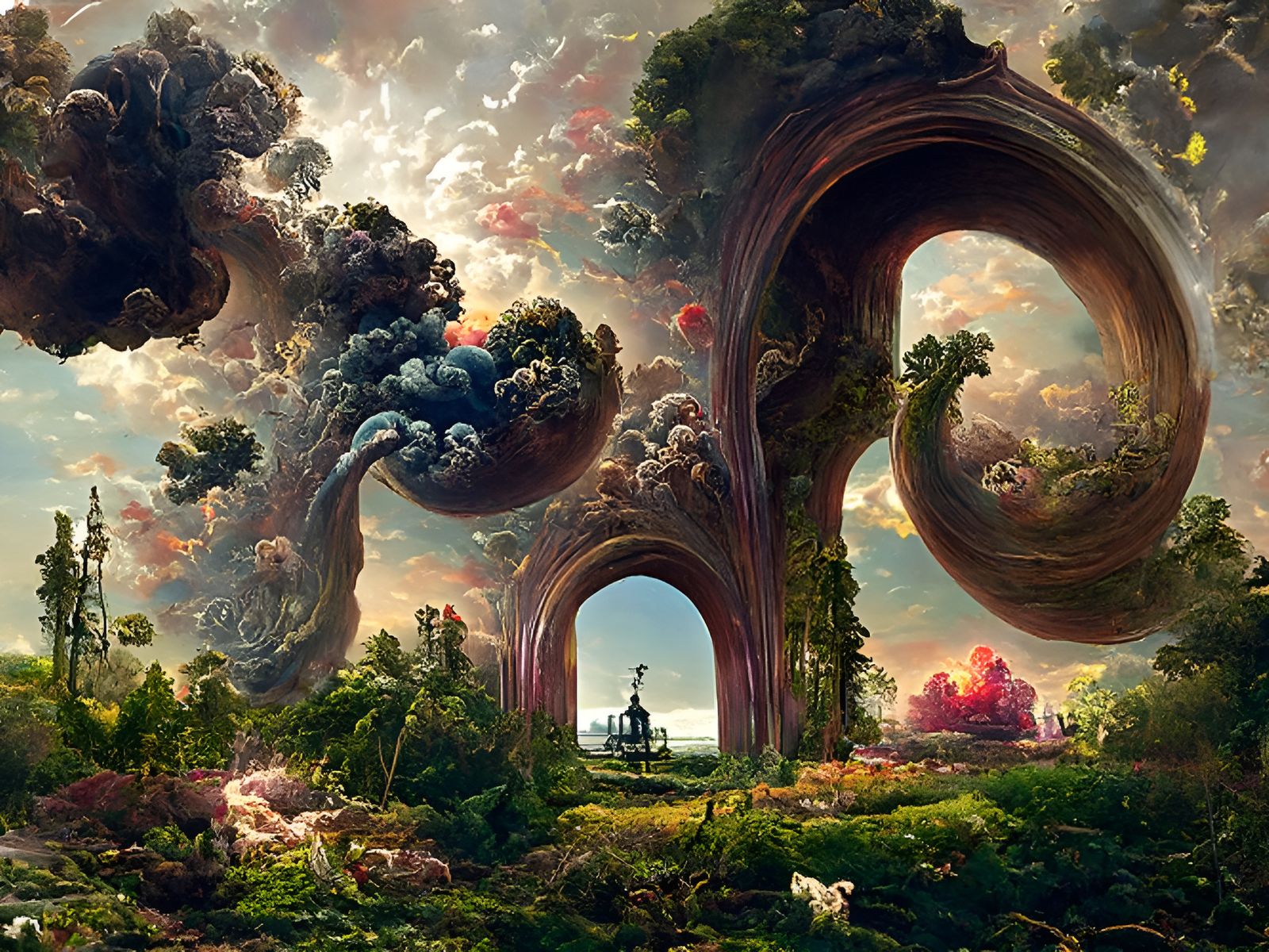Surreal Spiraling Impossible World Panorama in HDR