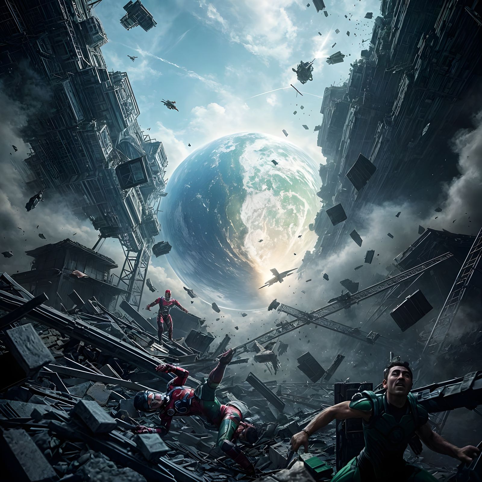 Glowing Green Ironman Tears Earth Asunder in Photorealistic...