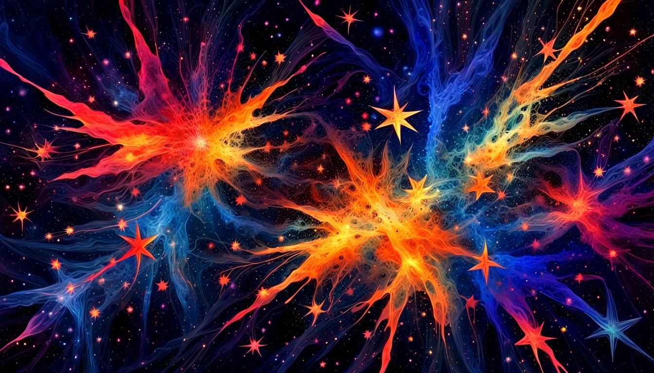 Vivid Ink Splatter Stars in Electromagnetic Energy