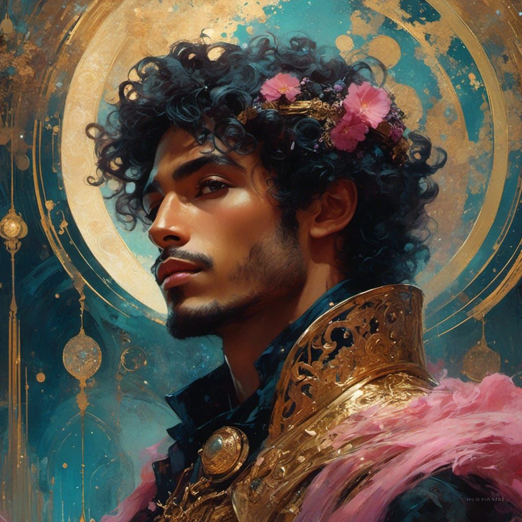 Medieval Man in Alien Town as Baroque Illustration