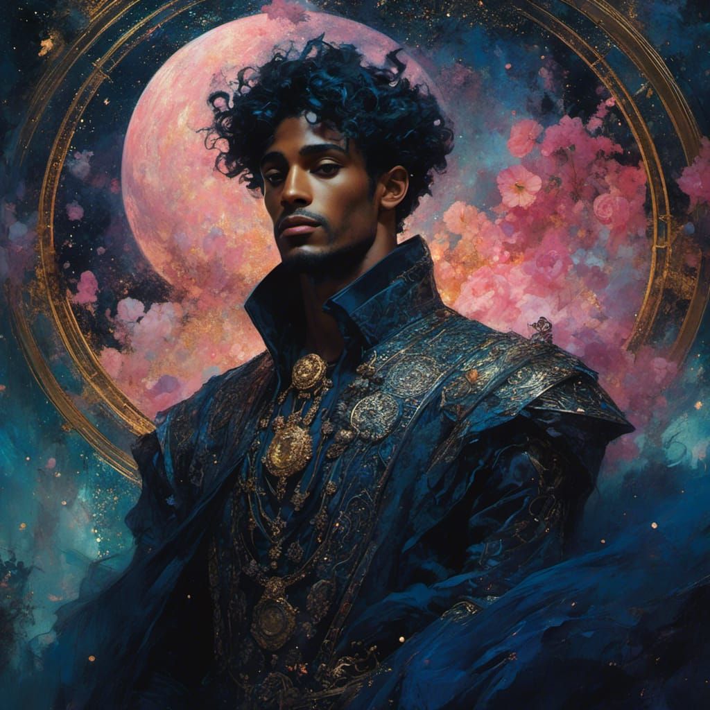 Medieval Man Walks Through Alien Town in Art Nouveau Style