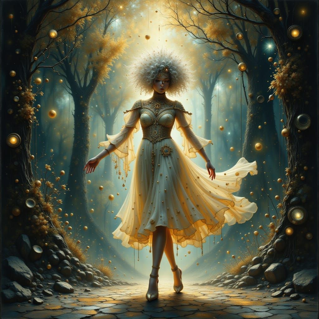 Woman in Iridescent Mist, Futuristic Style