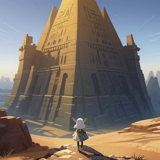 Anime Goddess Reigns Over Ancient Egyptian Pyramid