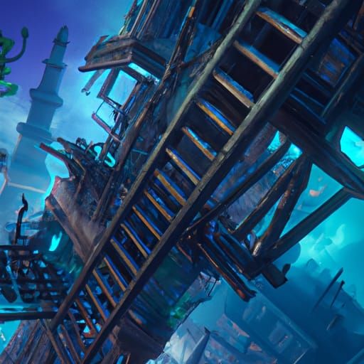 Surreal Never-Ending Ladder in Detailed Matte Painting