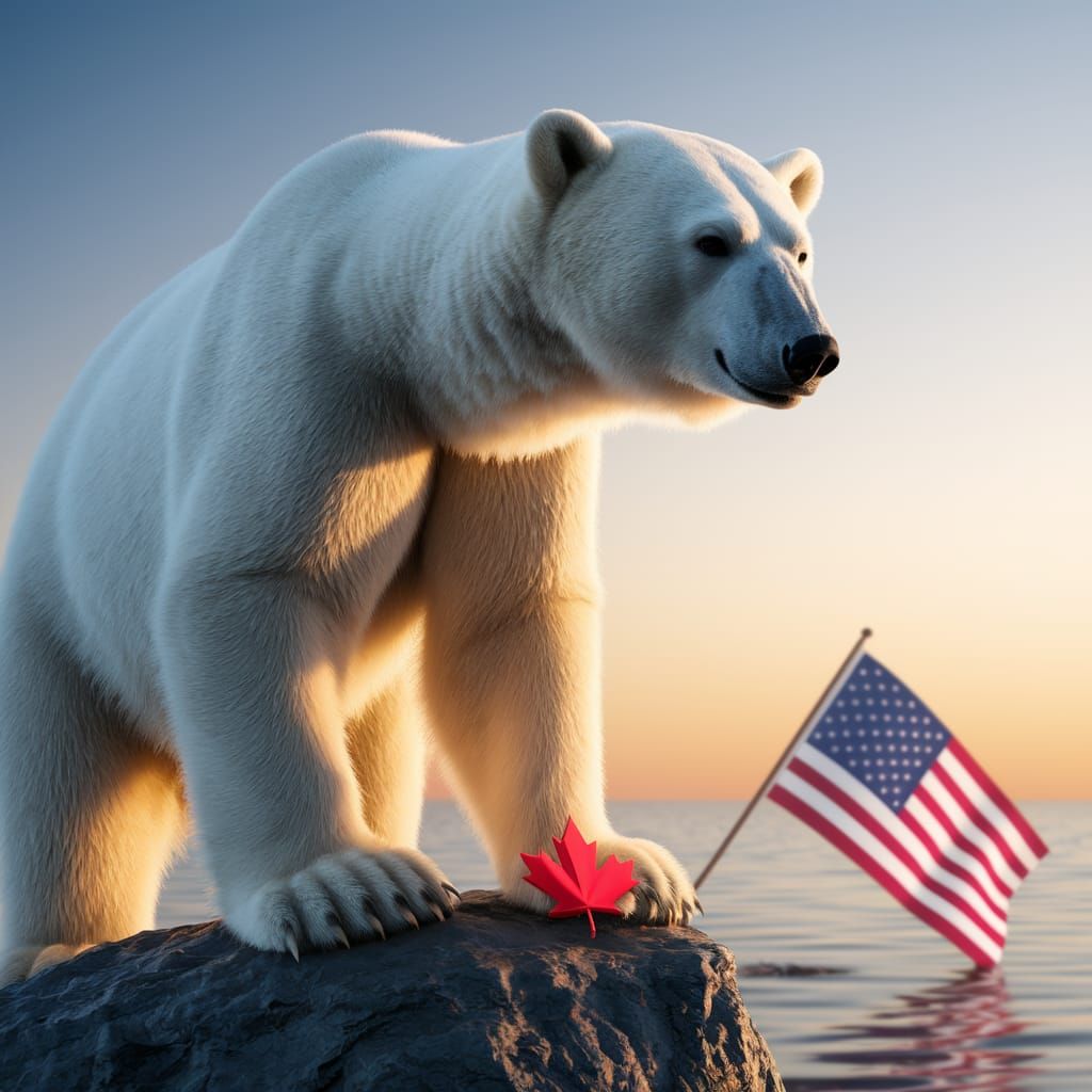 Majestic Polar Bear Embodying Canadian Pride