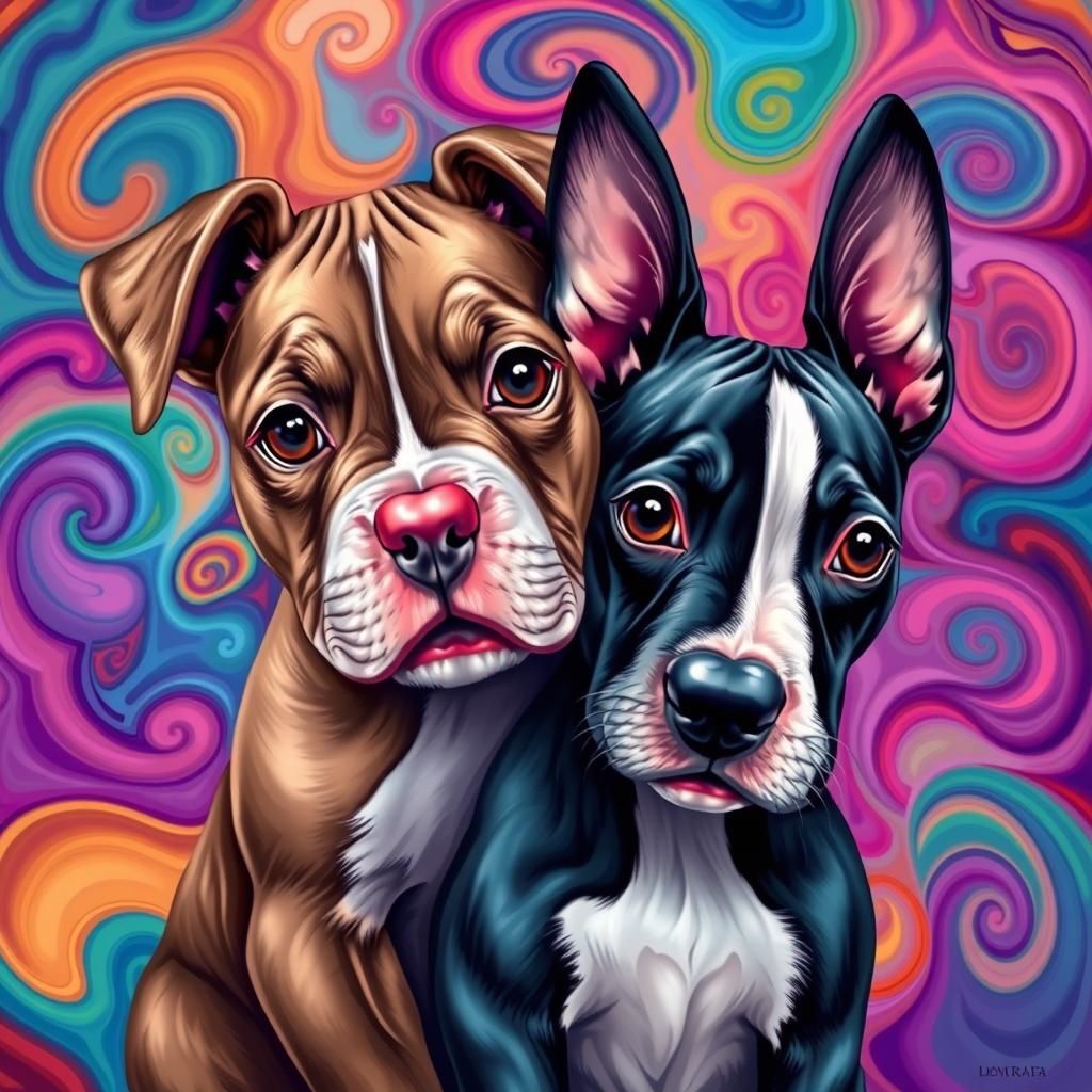 Surreal Canine Illusion in a Kaleidoscope of Color