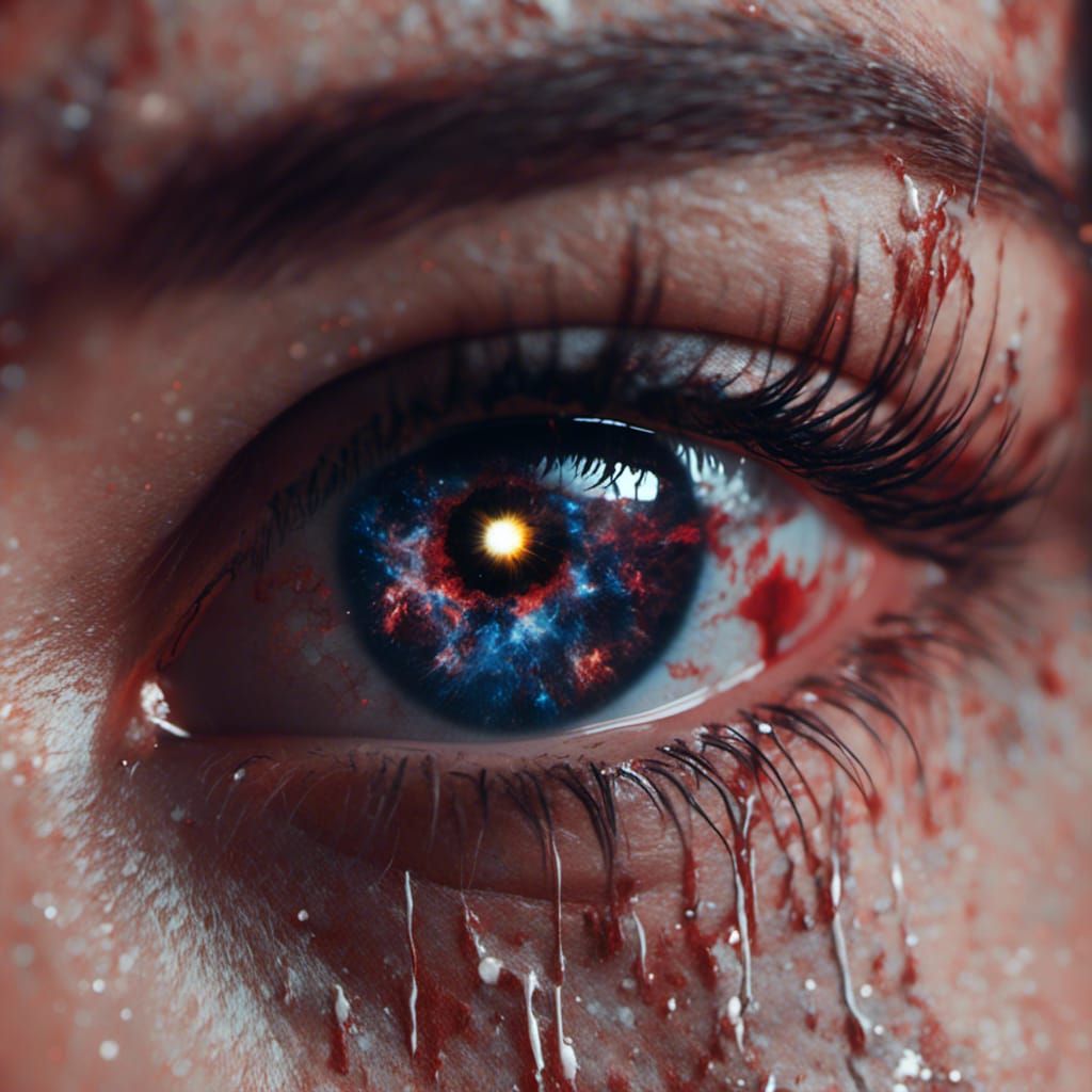 Cosmic Eye Reflecting the Galaxy, Detailed Digital Art