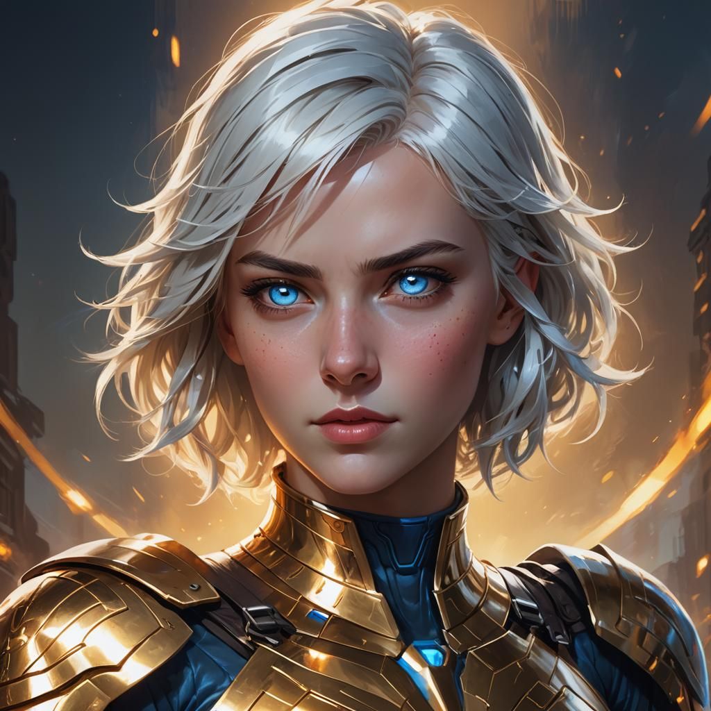 Exuberant Girl Superheroine in Vibrant Digital Art