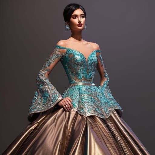 Silver and Teal gown