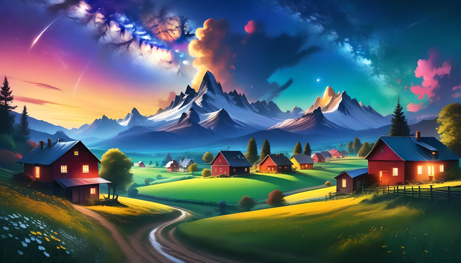 Majestic Countryside Village at Dusk: Hyperdetailed Digital ...
