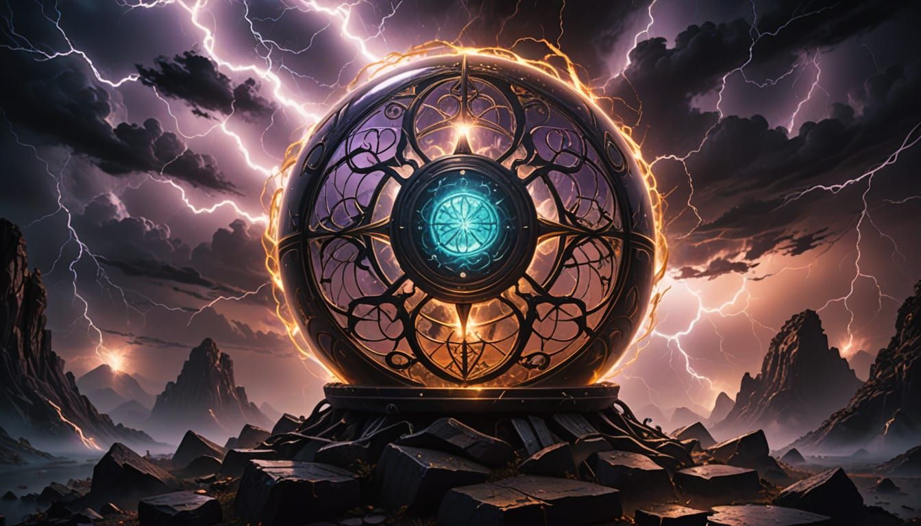 Ebon Orb Radiates Kaleidoscope of Colors in Surrealistic Haz...