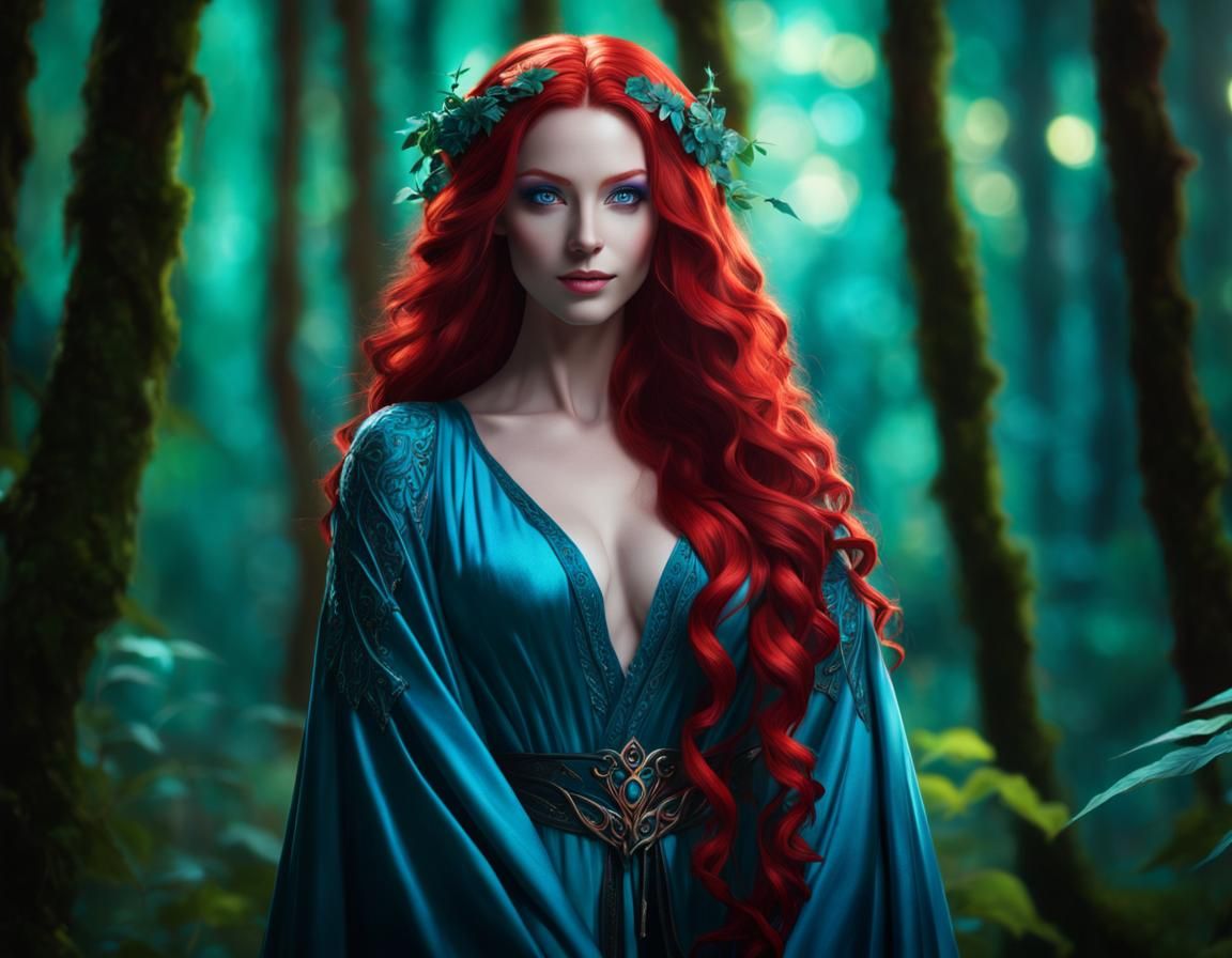 Drow Woman in Mystic Forest Fantasy Art