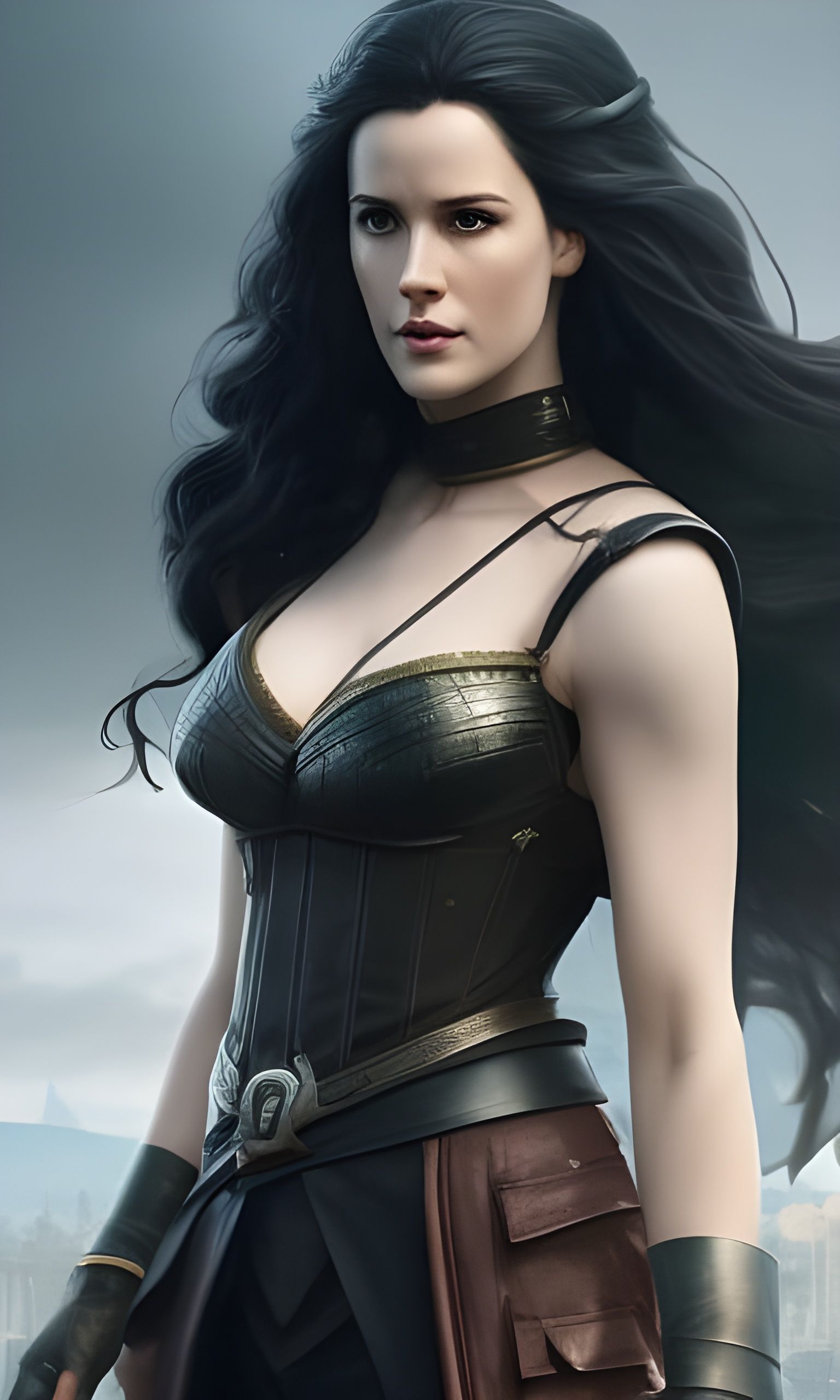 Yennefer in Detailed Armor: Hyperrealistic Digital Art