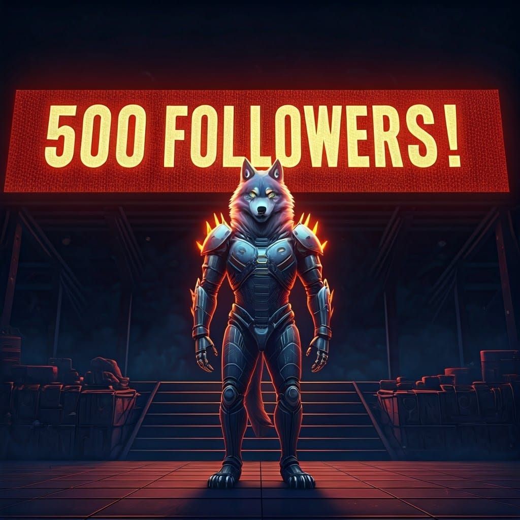 Cyberpunk Wolf Celebrates 500 Followers