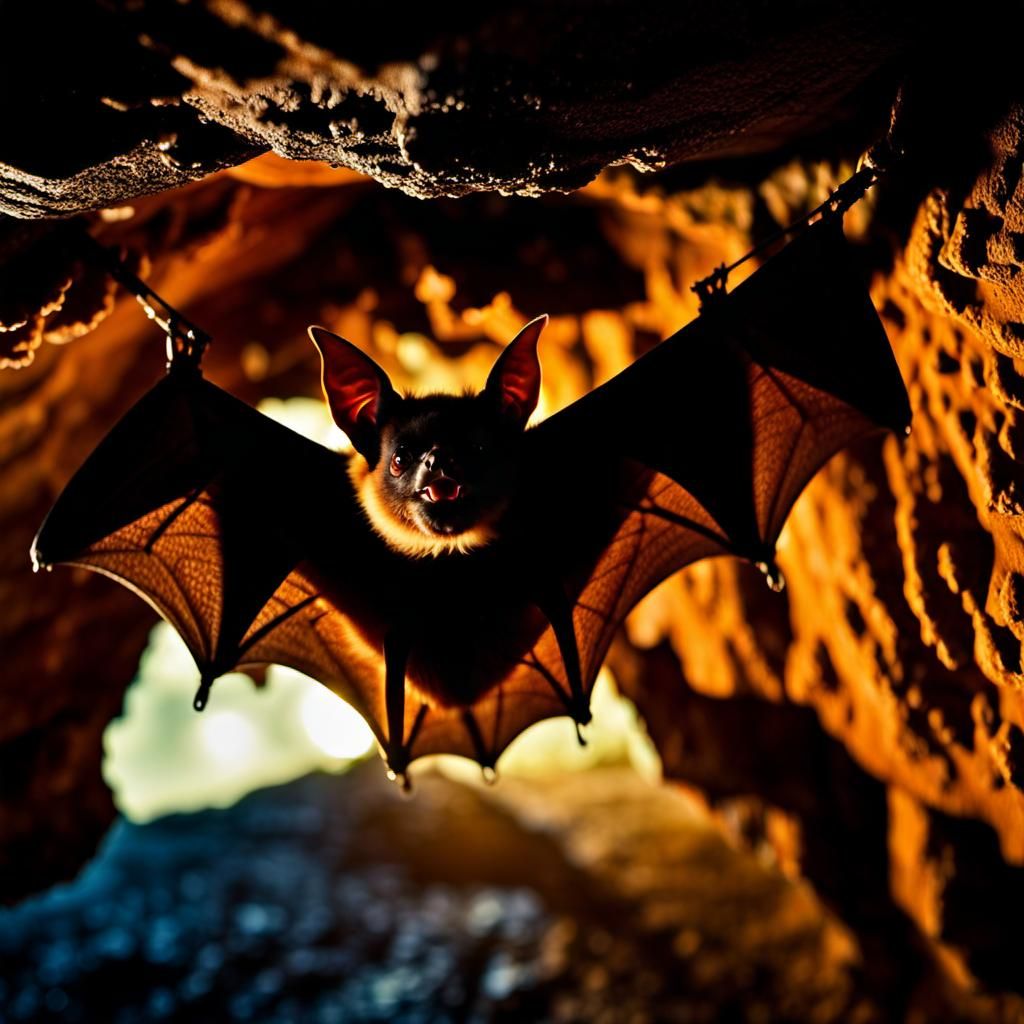 bat in its cave
