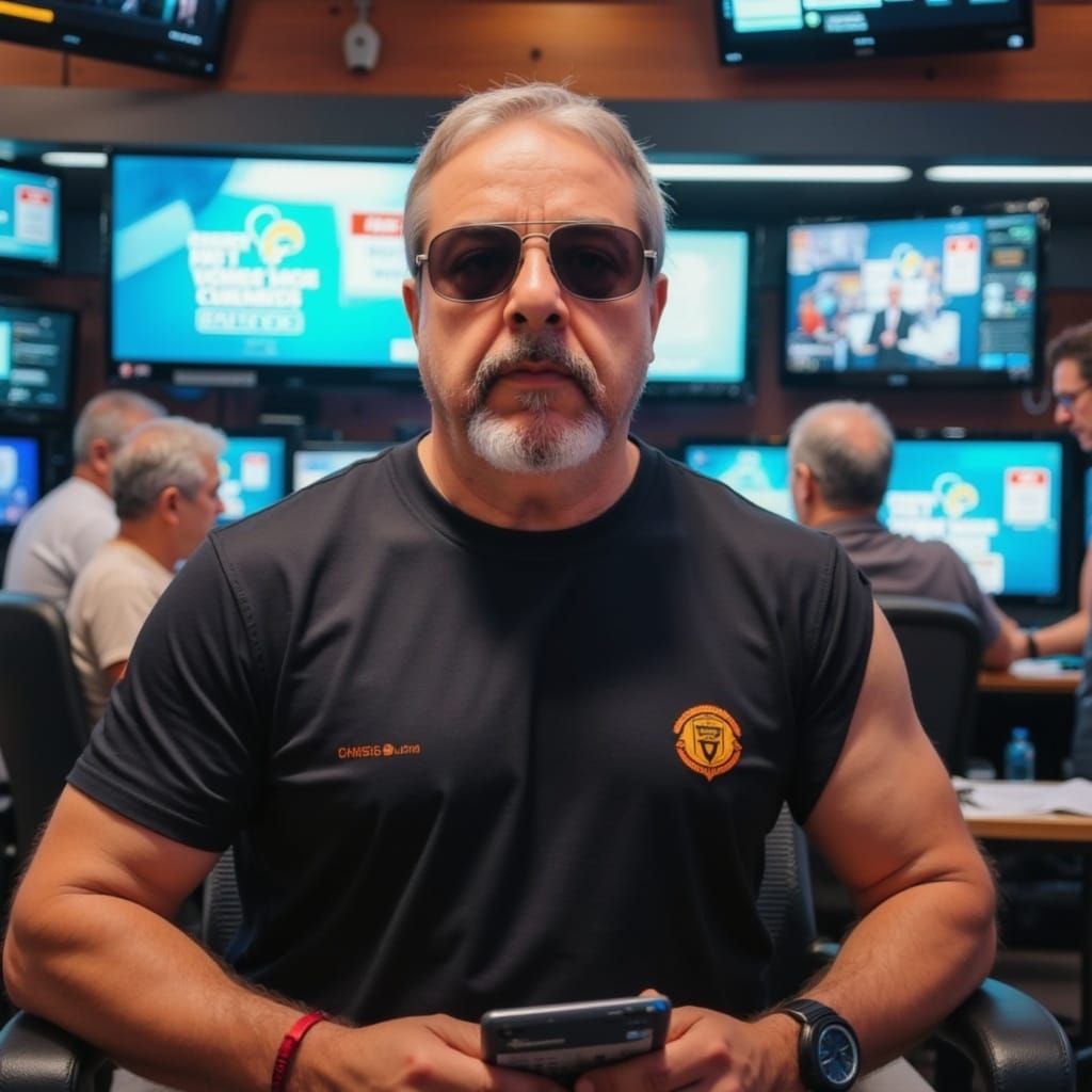 TV Anchor Man in a News Studio