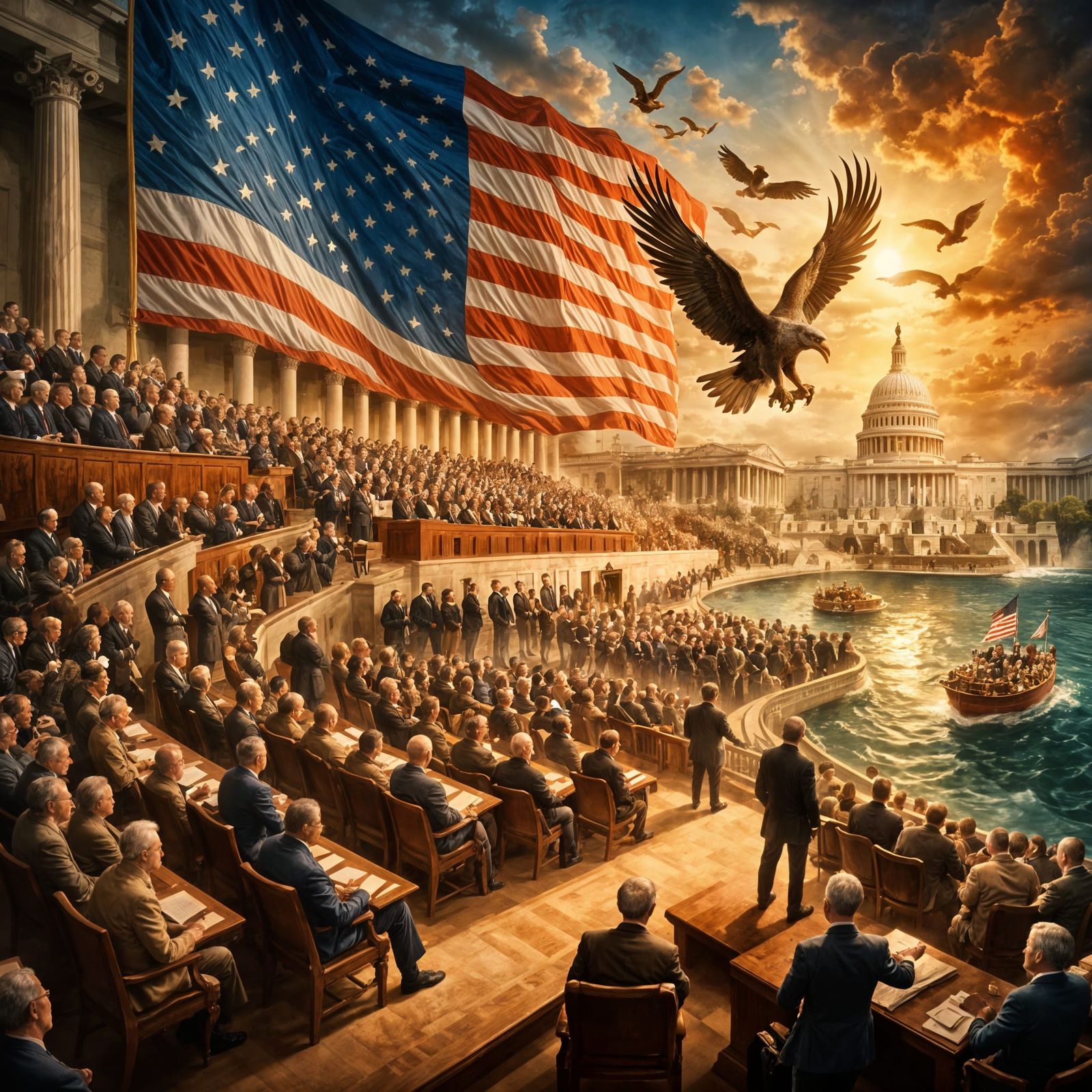 Hyperrealistic 3D Congress as American People