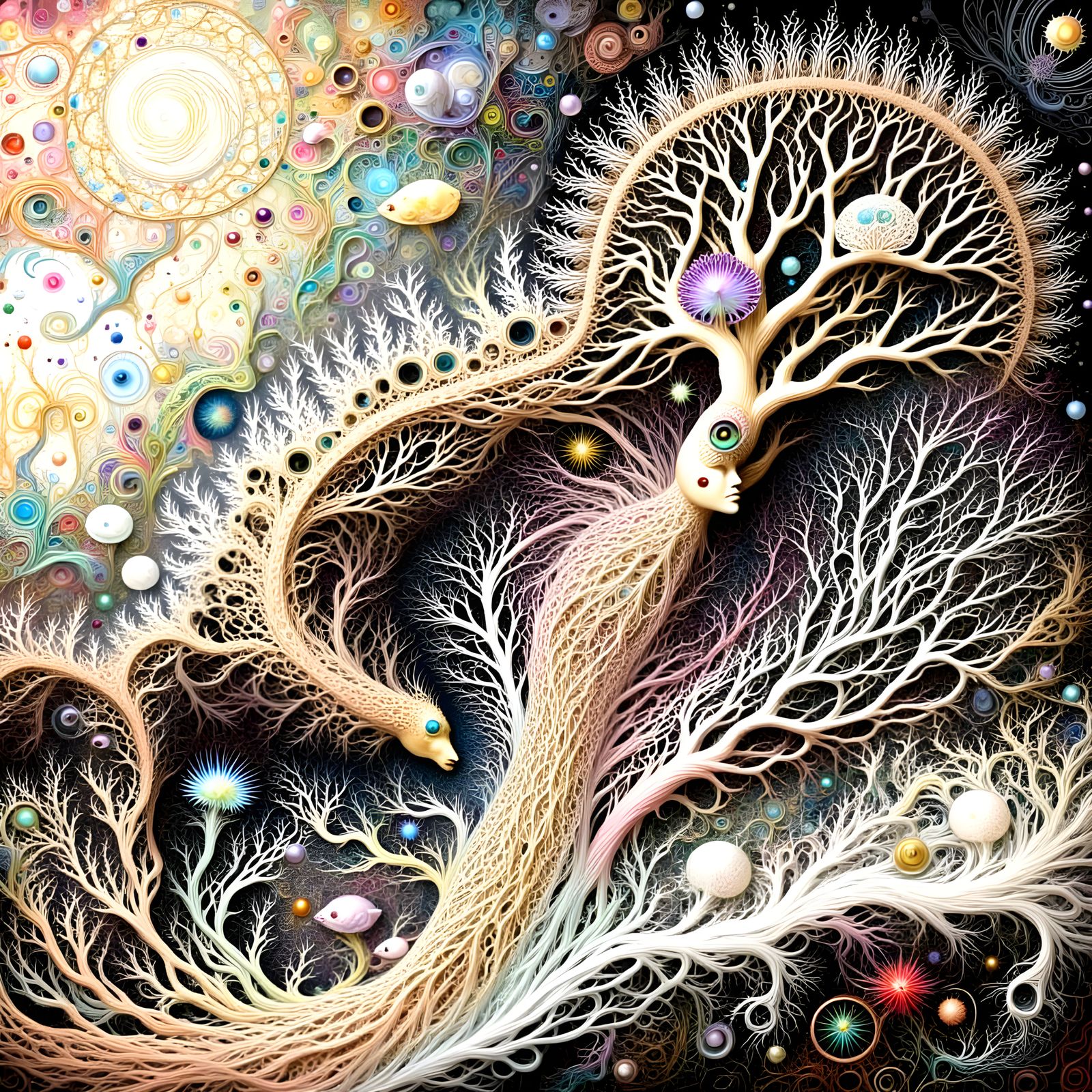 Ethereal Spirit Face Above Wavy Sea