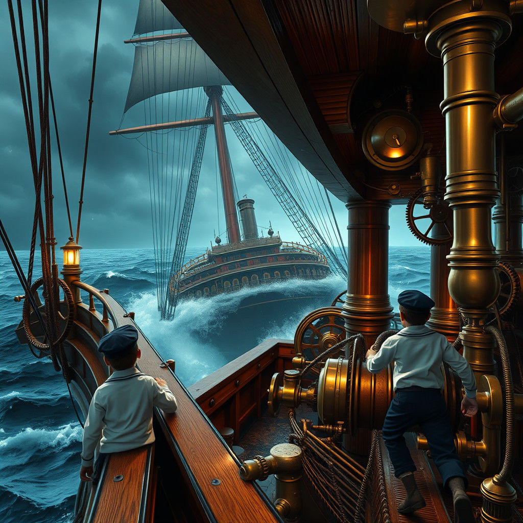 Steamship Sinking in Choppy Waters: A Matte Painting