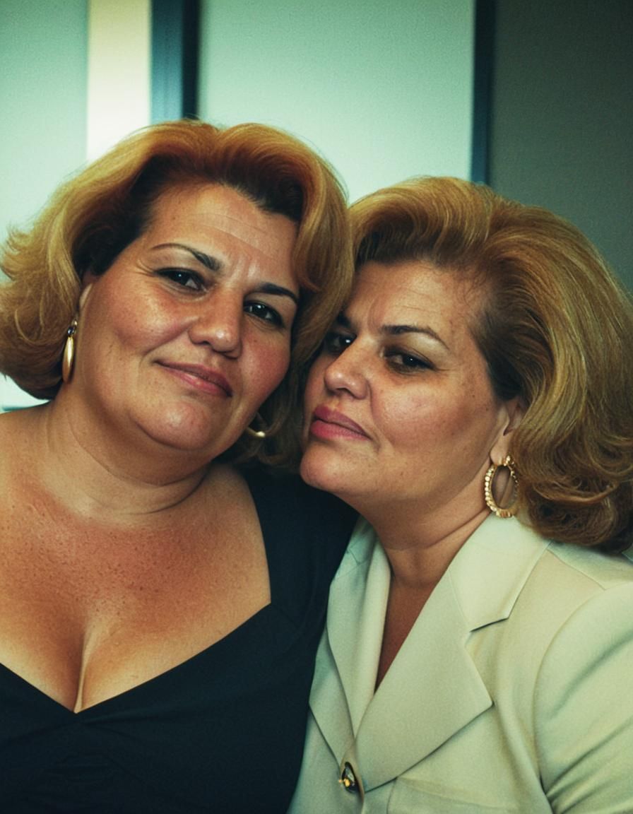 Two Plus-Size Women Kissing in a Luxurious Suite