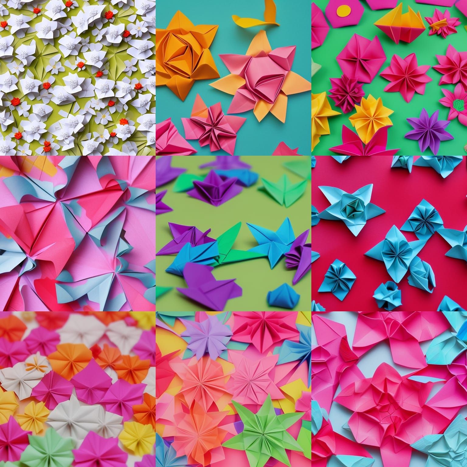 Origami Paper Flowers in Soft Focus