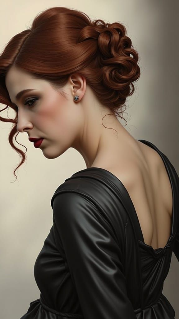 Ethereal 70s Woman in Gothic Oil Painting Style