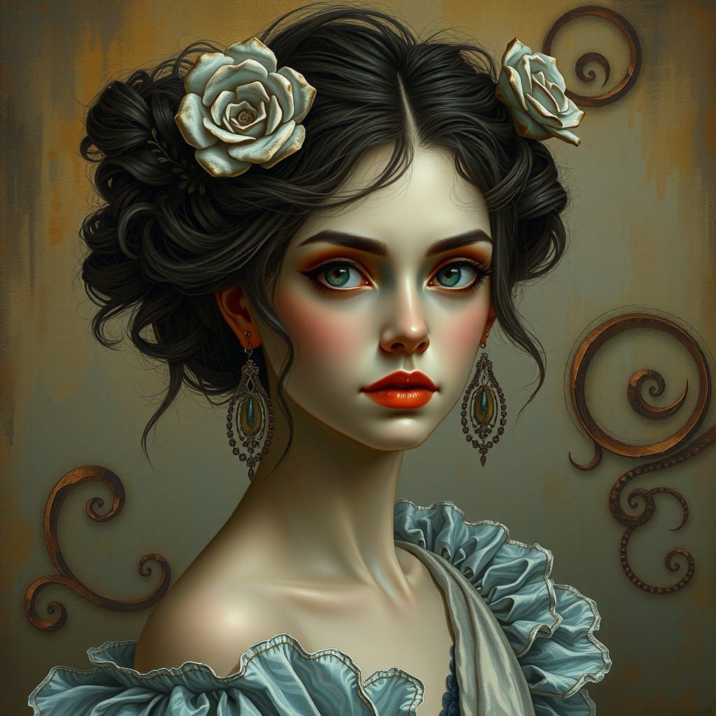 Impressionist Woman in Muted Earth Tones