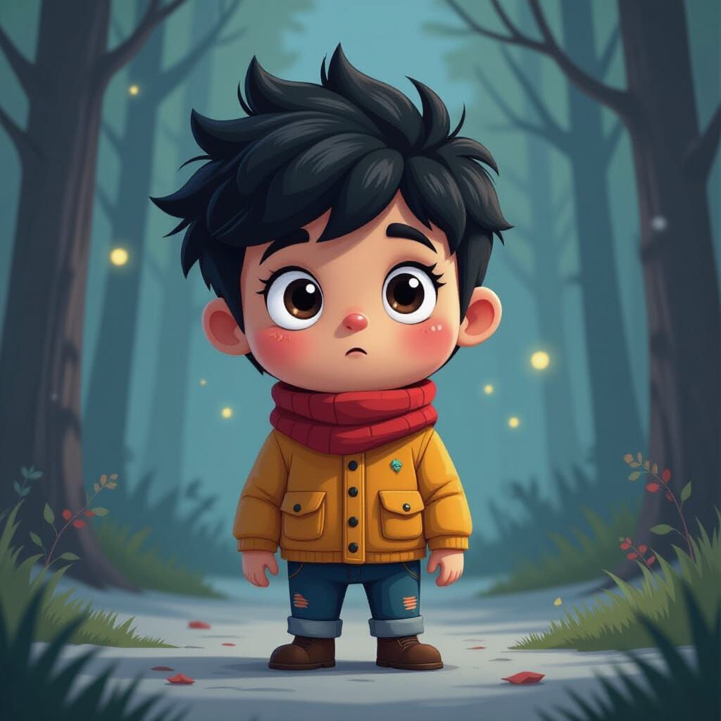 A silly character with oversized features 2D style simple li...