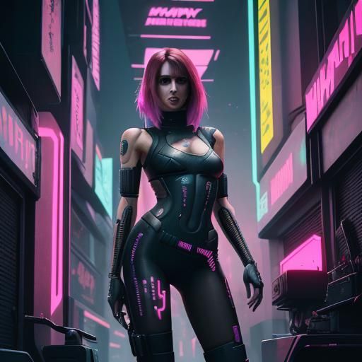 Cyberpunk Neon Cityscape in 2099 Style