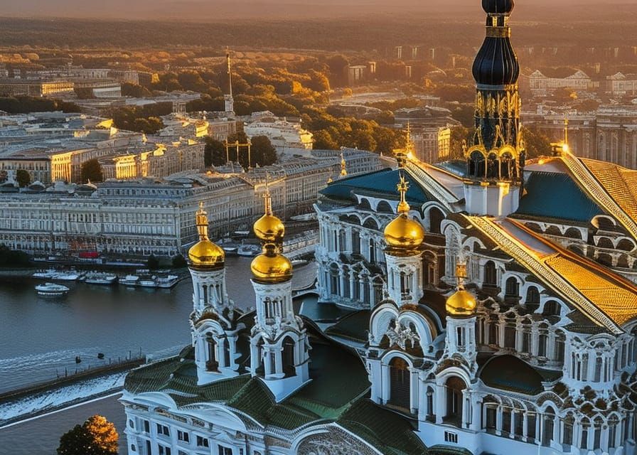 St. Petersburg Church at Sunset: Epic Cinematic View