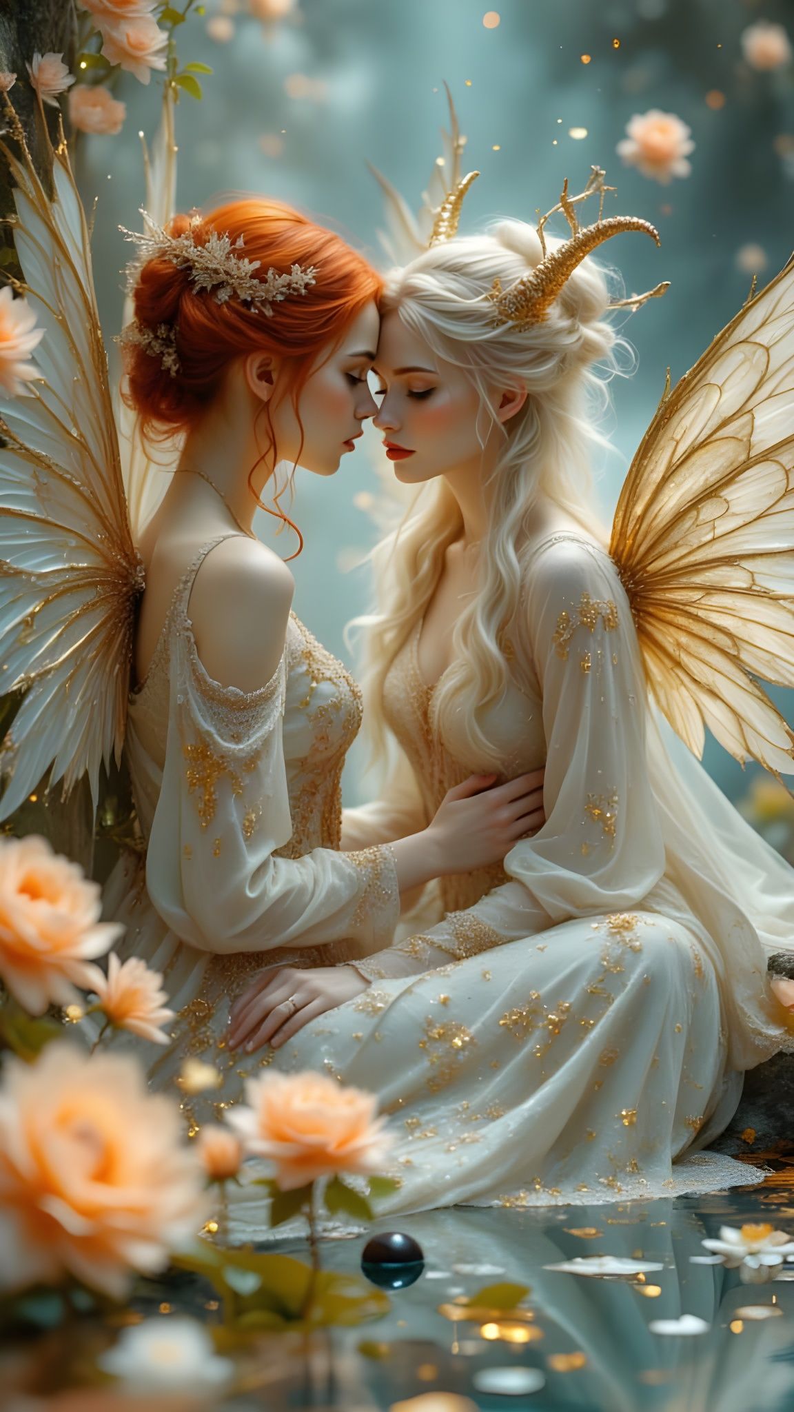 Celestial Dragon and Angel in Dreamlike Fantasy Artwork