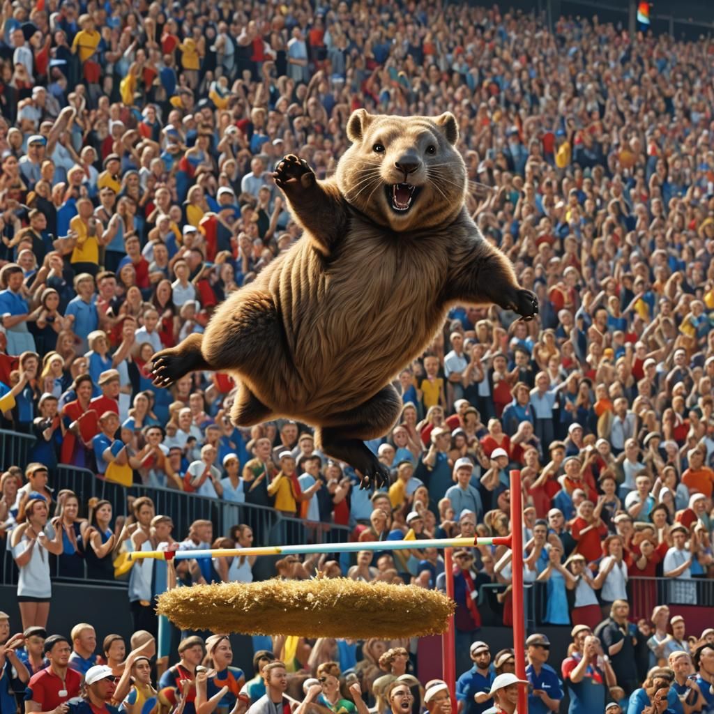 Wombat Wins Olympic Gold: Detailed Matte Painting
