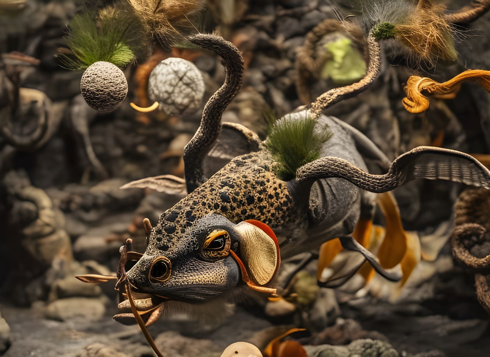 Bizarre Restaurant Scene with Alien Food: Masterpiece Painti...