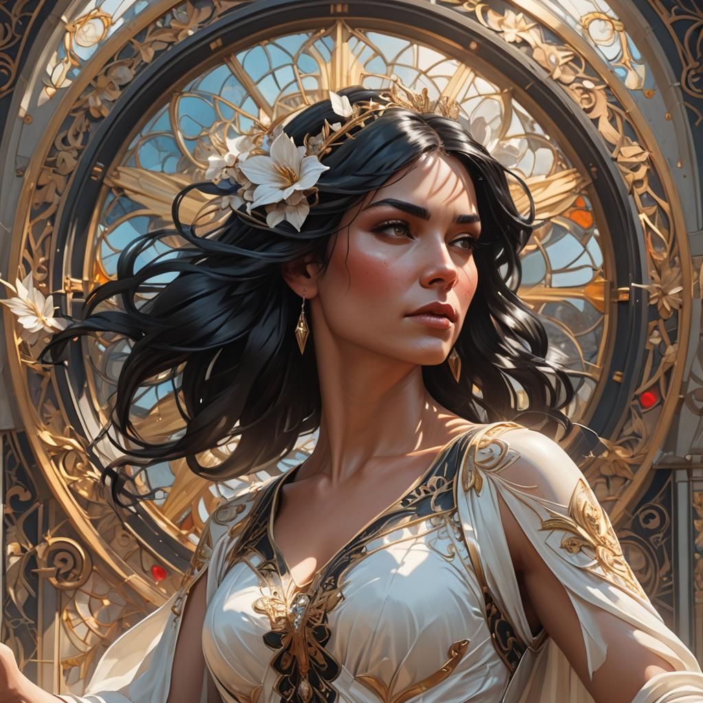 Detailed Portrait of Sunbathing Woman in Splash Art Style