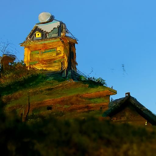 Old House on a Hill: Photorealistic Oil Painting