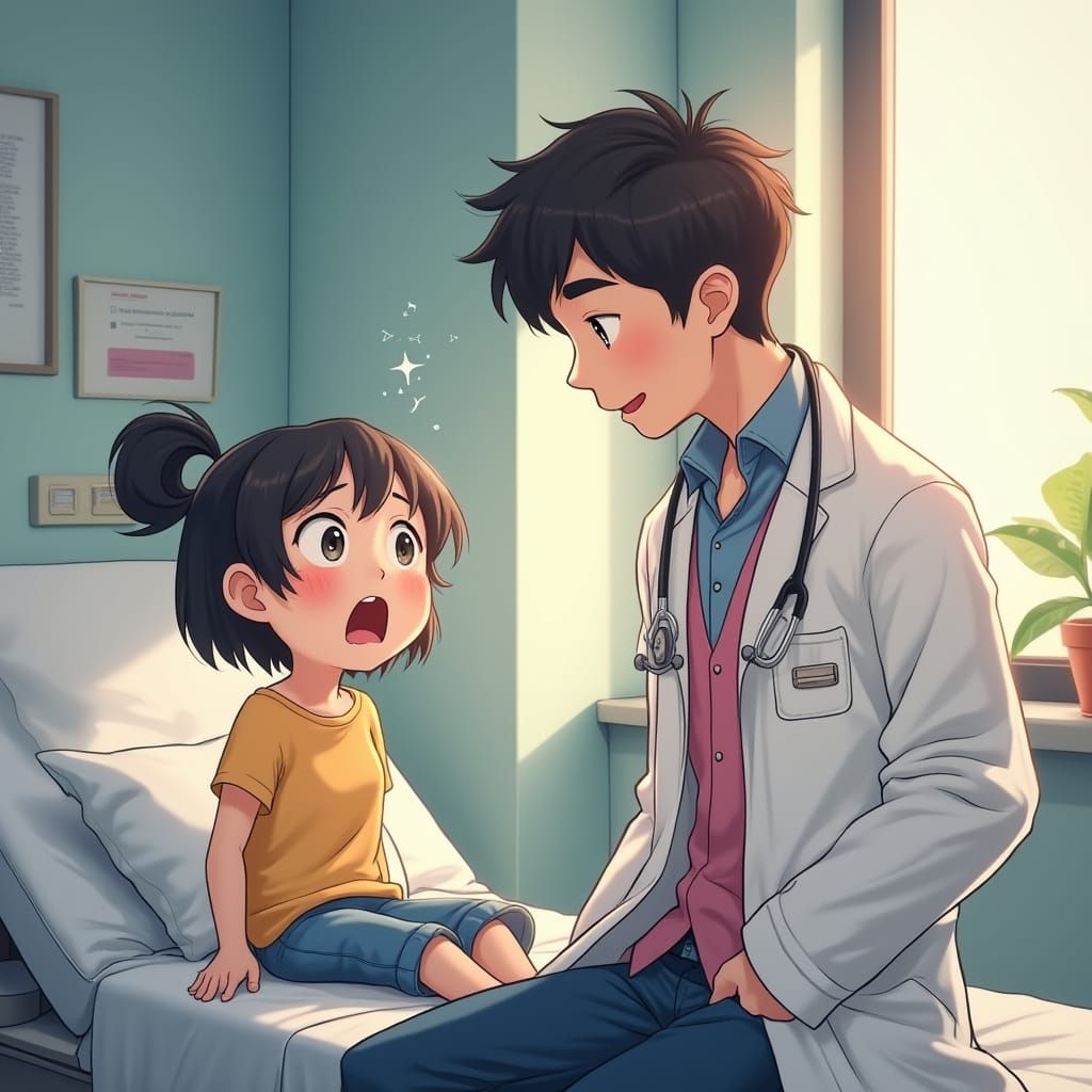 Anime Style: Woman in Clinic with Doctor