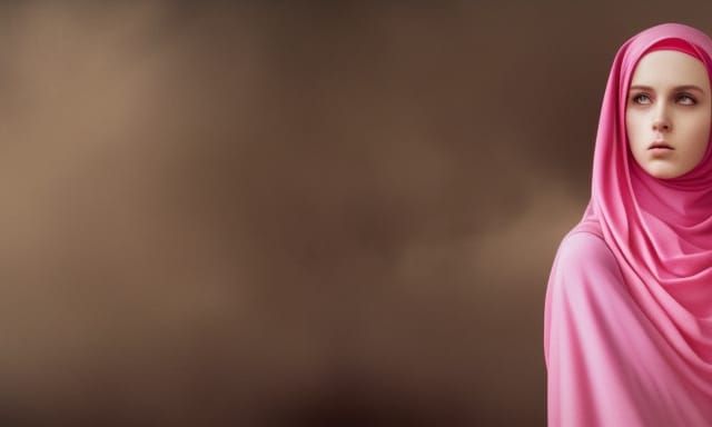 Sad Girl in Pink Hijab: Detailed Portrait