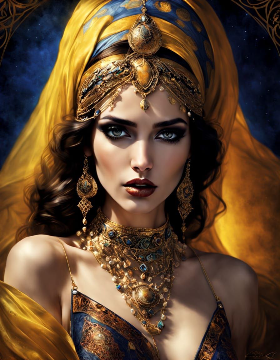 Eastern Beauty in Exotic Harem Setting