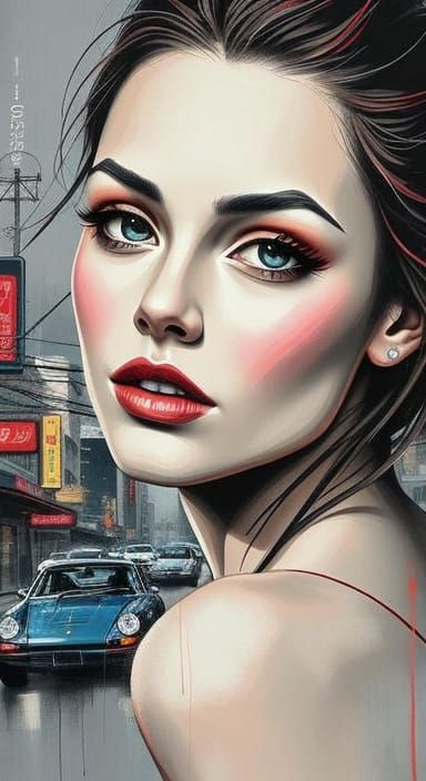 Racing Sports Cars in Y2K Futurism Style