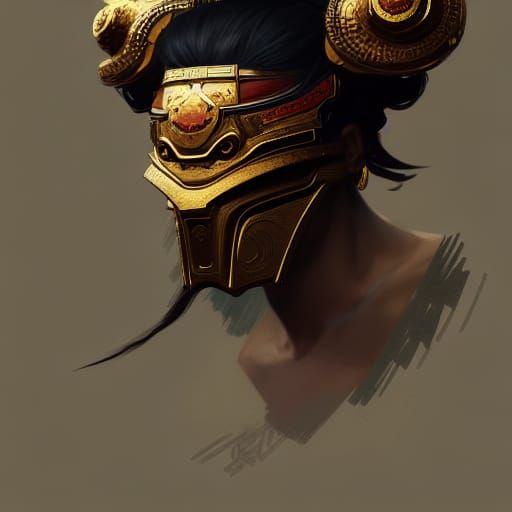 Samurai in Ornate Armor: Hyperdetailed Portrait