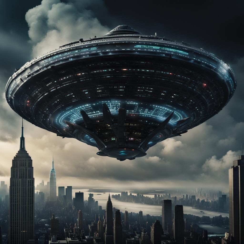 Alien Spaceship Over New York City
