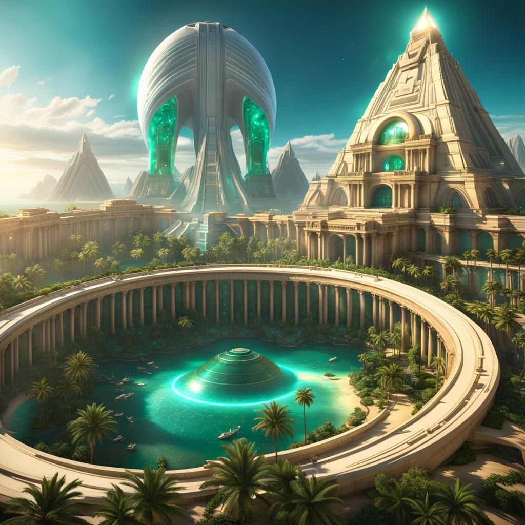 Atlantis: Royal Malachite Tower with Flying Ships