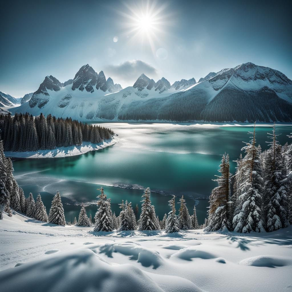 Majestic Frozen Lake Landscape Photography