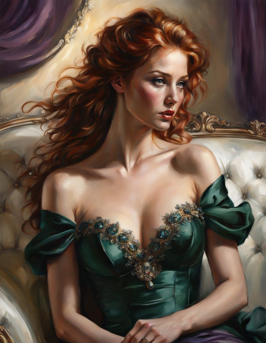 Portrait of a Redheaded Countess in Rich, Warm Tones