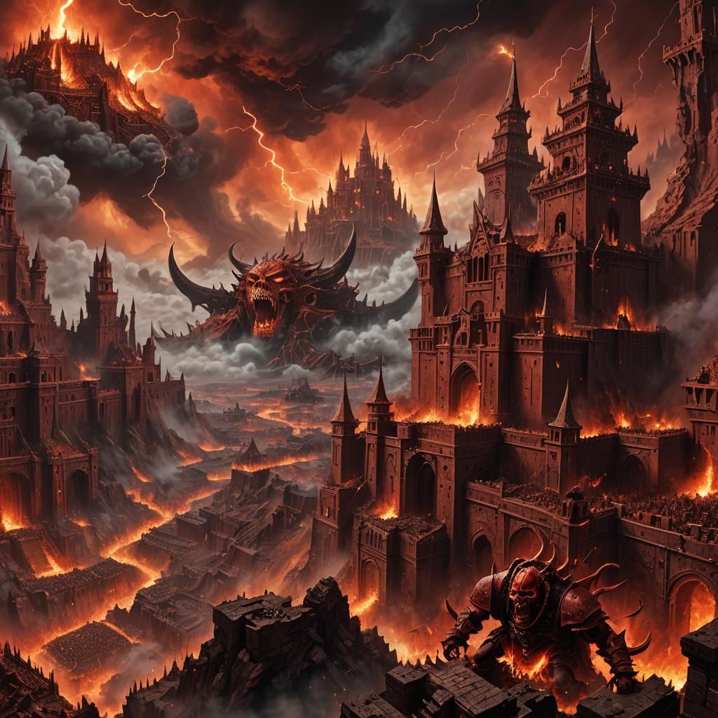 Infernal Khorne Fortress in Grimdark Fantasy Style